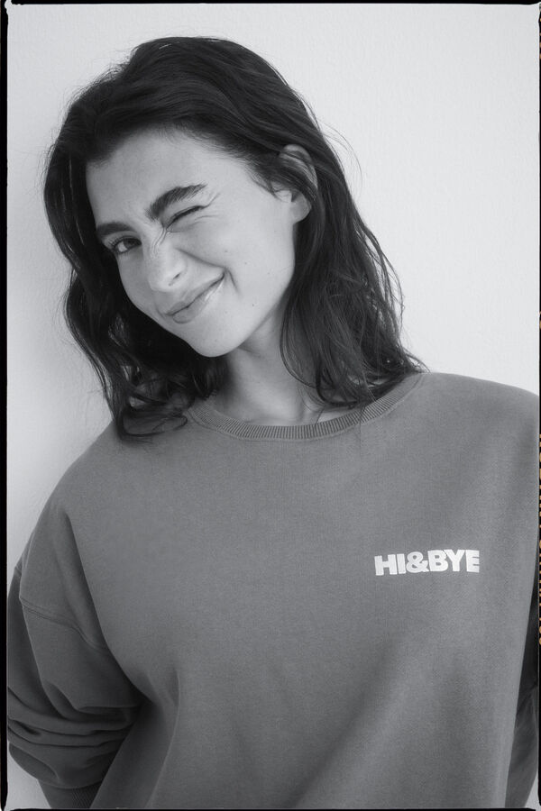 HI&BYE Sweatshirt com logo cinza cinzento