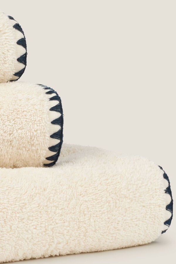 Textura Toalha de banho com costura bege