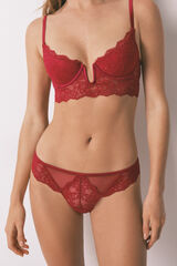 Women'secret Braga cl&aacute;sica encaje rojo brillo rojo