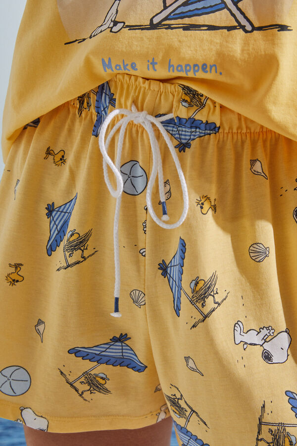 Womensecret Pijama corto 100% algodón estampado Snoopy amarillo