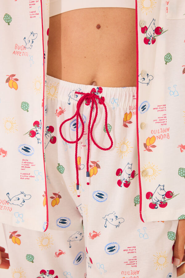 Women'secret Pijama camiseiro 100% algod&atilde;o branco bege