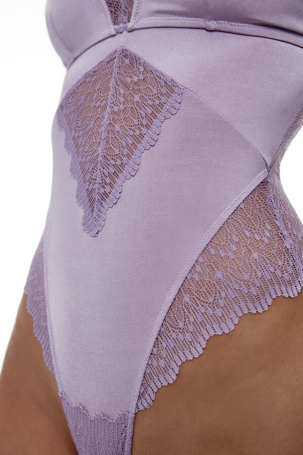 Black Limba Body de encaje y microfibra halter Manso Regal Orchid morado/lila