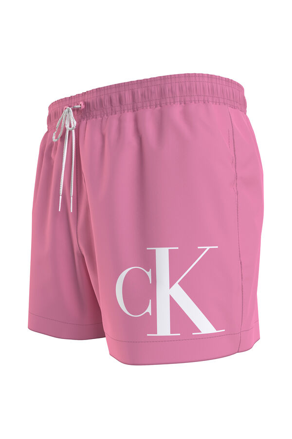 Calvin Klein Ba&ntilde;ador corto con cord&oacute;n - CK Monogram rosa