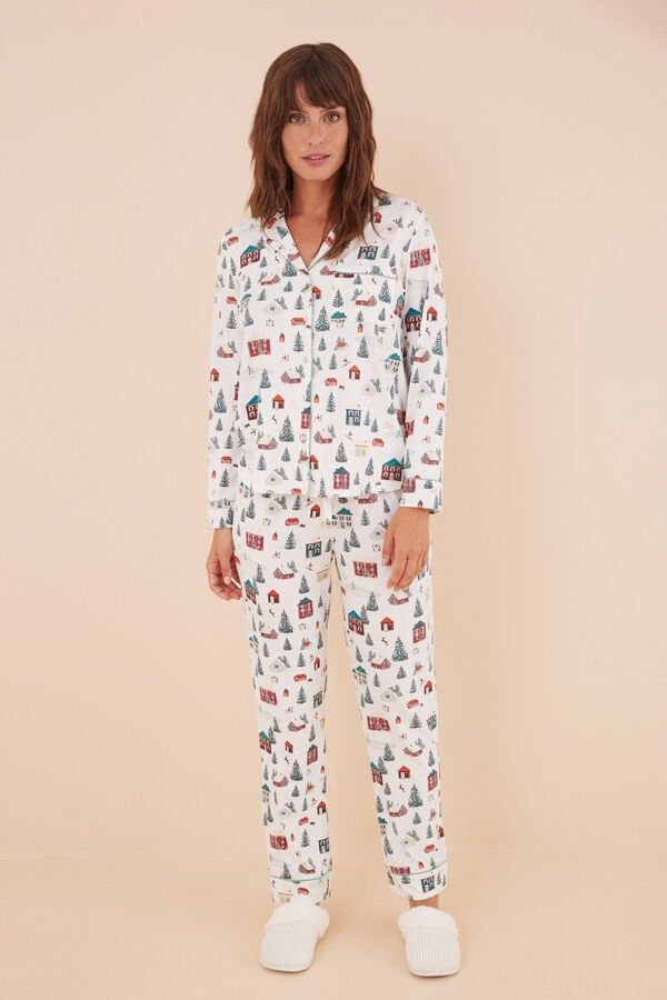 Women'secret Pijama camiseiro Natal branco