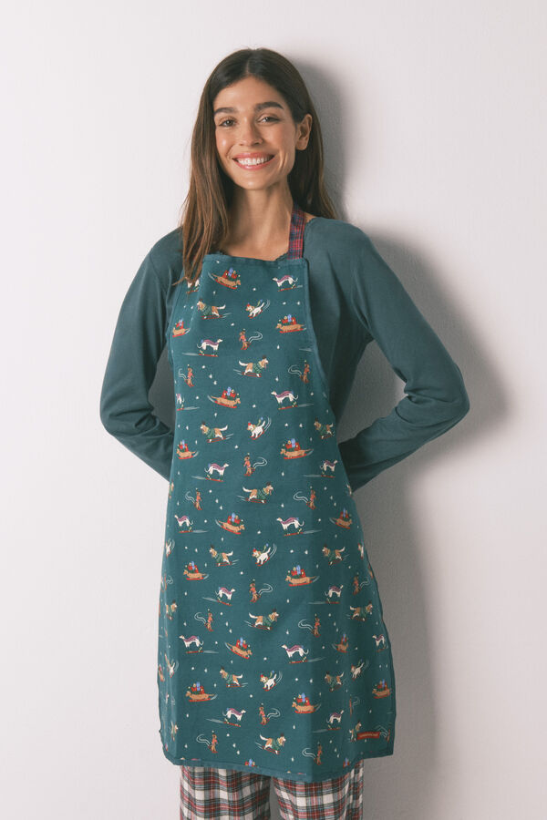 Women'secret Avental de cozinha com estampado de c&atilde;es verde