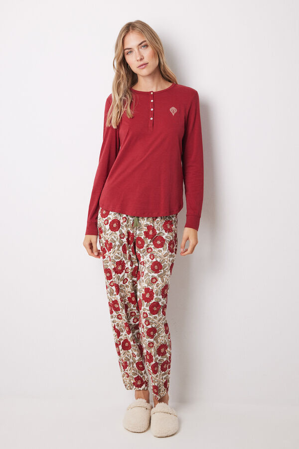 Women'secret T-shirt manga comprida 100% algod&atilde;o vermelha vermelho