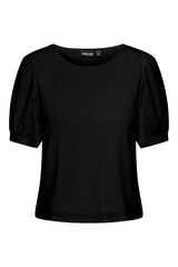 Pieces Blusa com decote em forma de Ou e manga curta.  preto