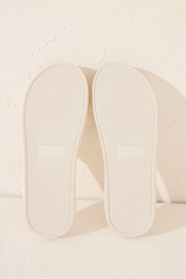 Women'secret Chinelos de quarto de r&aacute;fia do Snoopy branco