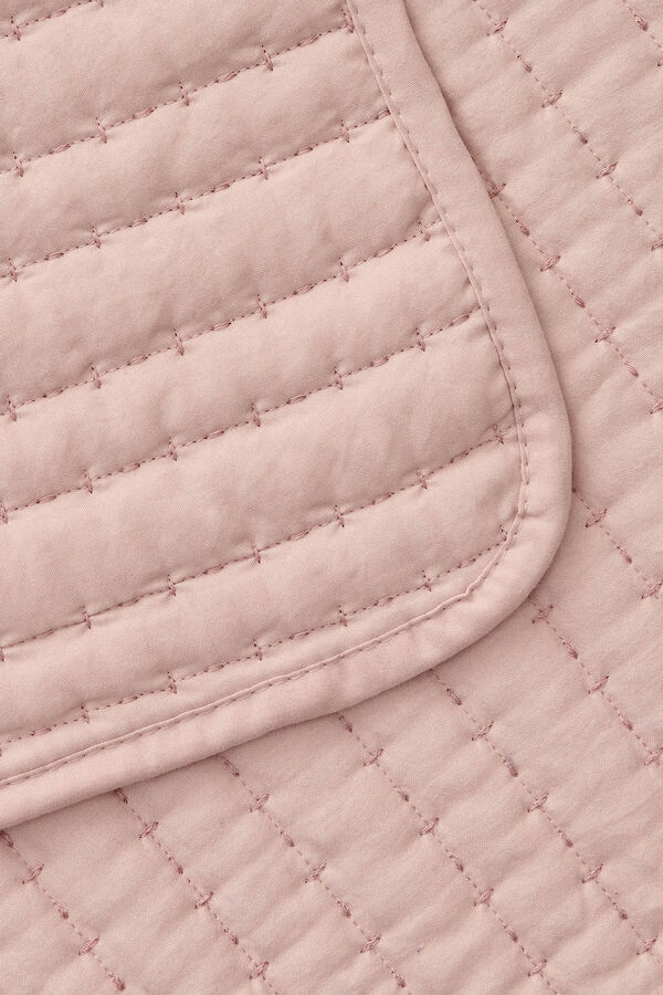 Textura Colcha lisa com costura riscas rosa