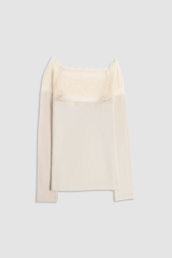 Cotonella Camiseta Cuello Barco Manga Larga beige