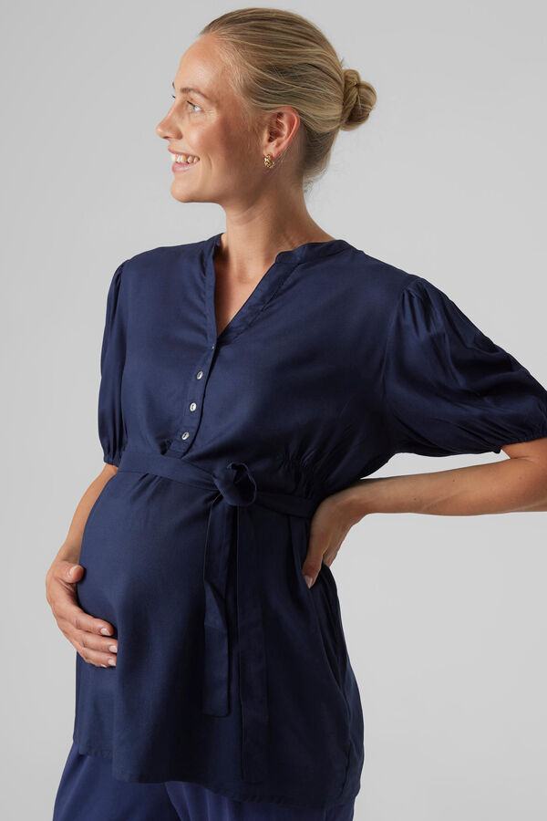 Mamalicious Top manga 2/4 dupla função azul