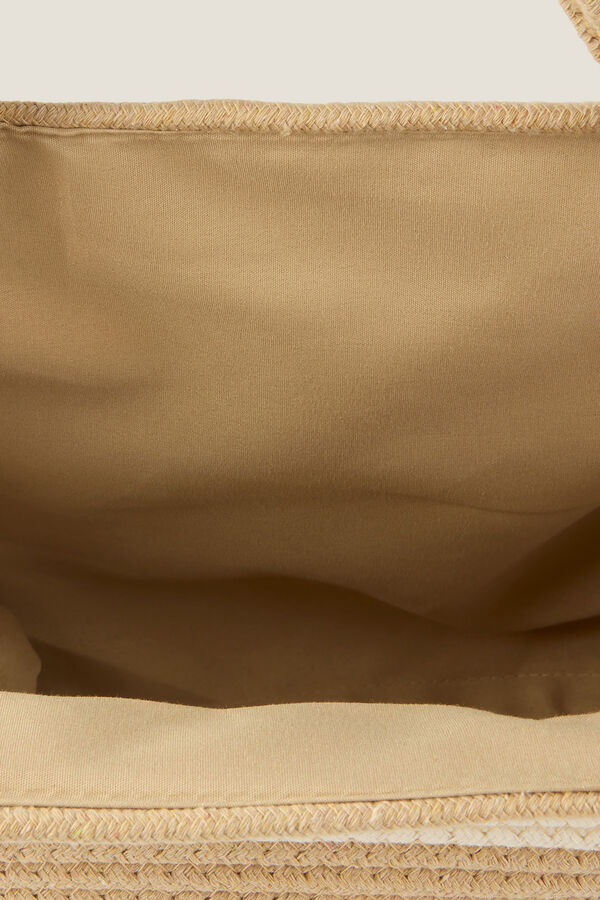 Textura Capazo de playa en cuerda de algod&oacute;n natural marfil