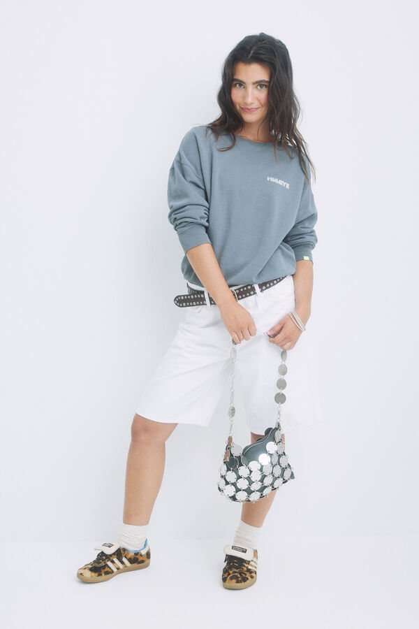 HI&BYE Sweatshirt com logo cinza cinzento