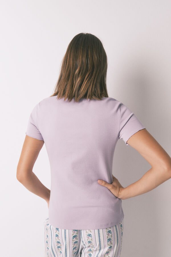Women'secret T-shirt de manga curta de algod&atilde;o lil&aacute;s rosa