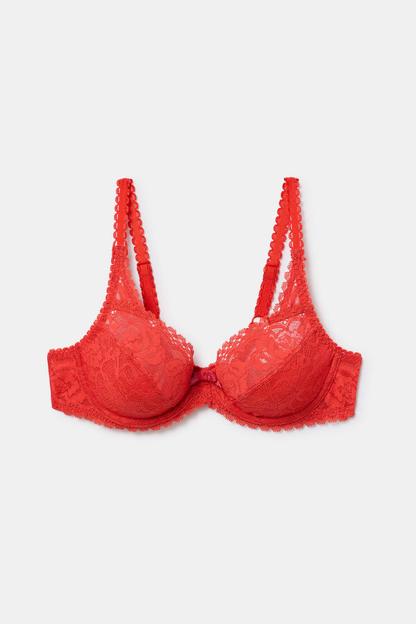 Playtex Sujetador con aros de encaje floral rojo