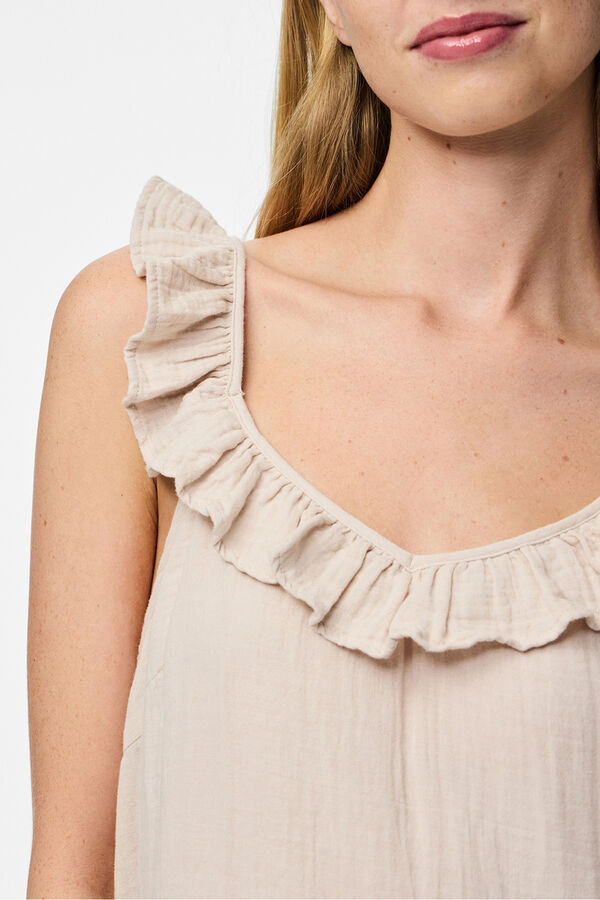 Pieces Vestido largo de algod&oacute;n gris