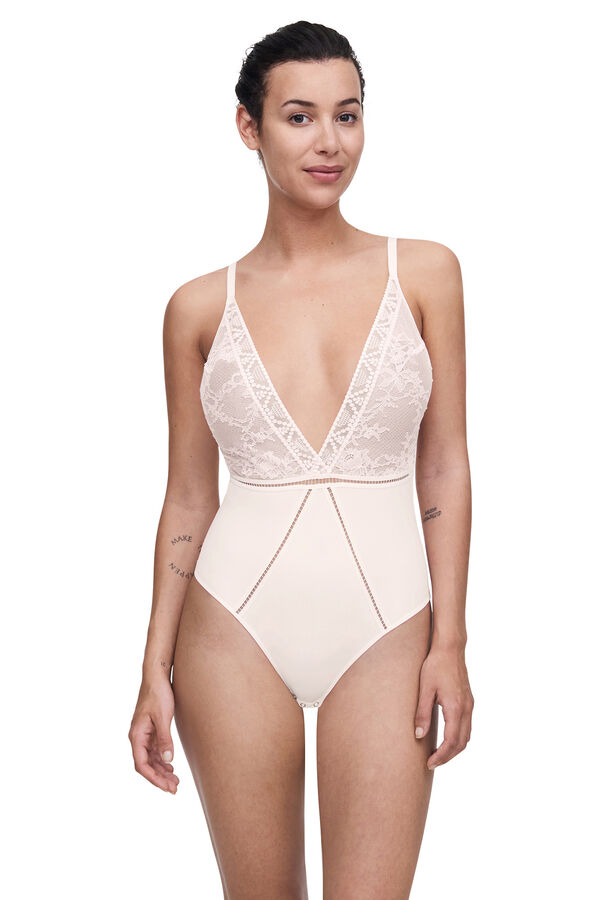 Passionata Body sem argolas Olivia com renda e tule bordado bege