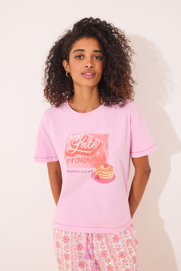 Women'secret Camiseta manga corta 100% algod&oacute;n rosa rosa