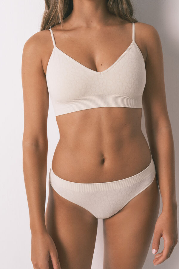 Women'secret Tanga sin costuras animal print beige nude