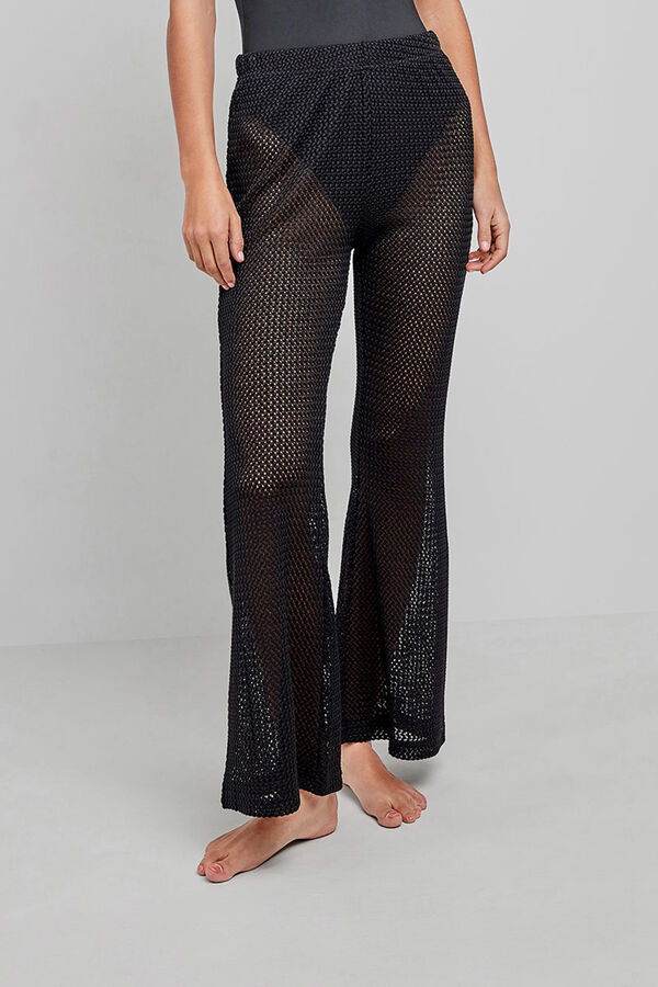 Gisela Pantal&oacute;n largo crochet negro negro