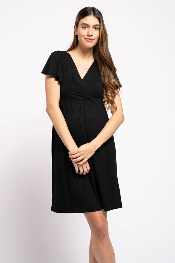 Ohma! Vestido de amamenta&ccedil;&atilde;o evas&eacute;e preto