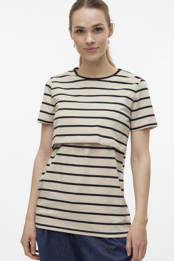 Mamalicious T-shirt de manga curta maternity e amamenta&ccedil;&atilde;o bege