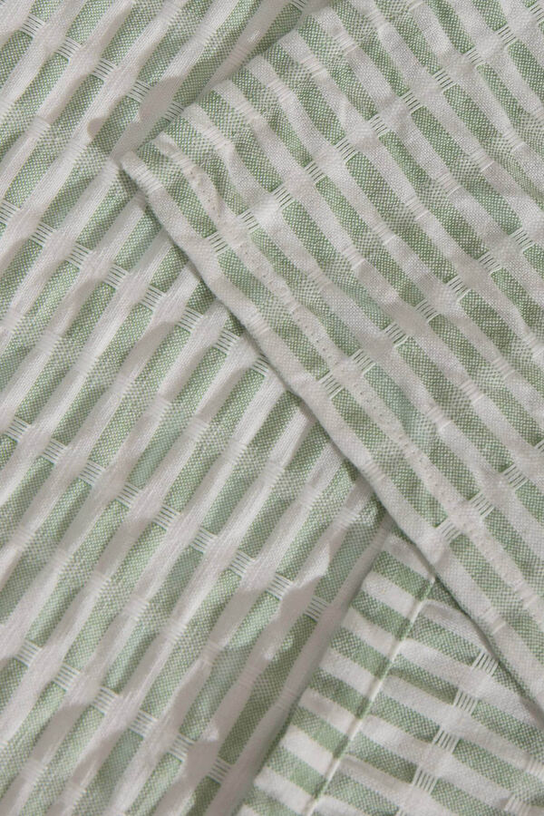 Textura Colcha bicolor algod&oacute;n. Cama 80-90cm. verde