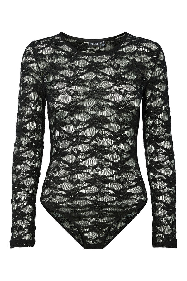 Pieces Body Encaje Manga Larga negro