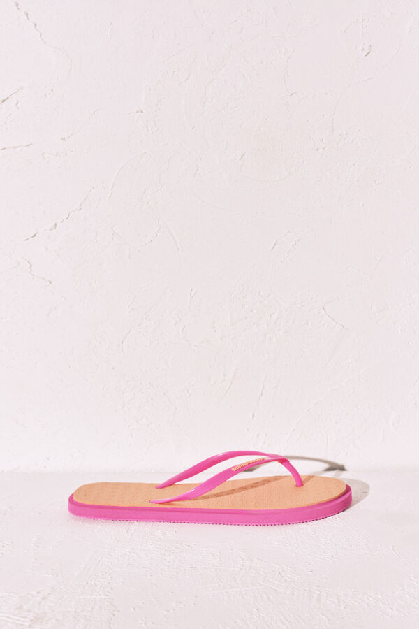 Women'secret Chanclas dedo textura floral naranja naranja