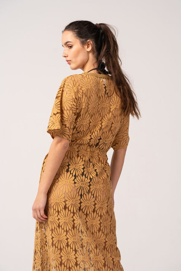 Abbacino Quimono de mulher de algod&atilde;o de renda camel camel