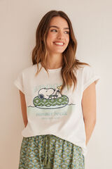 Women'secret Pijama 100% algod&atilde;o cal&ccedil;&otilde;es Snoopy bege