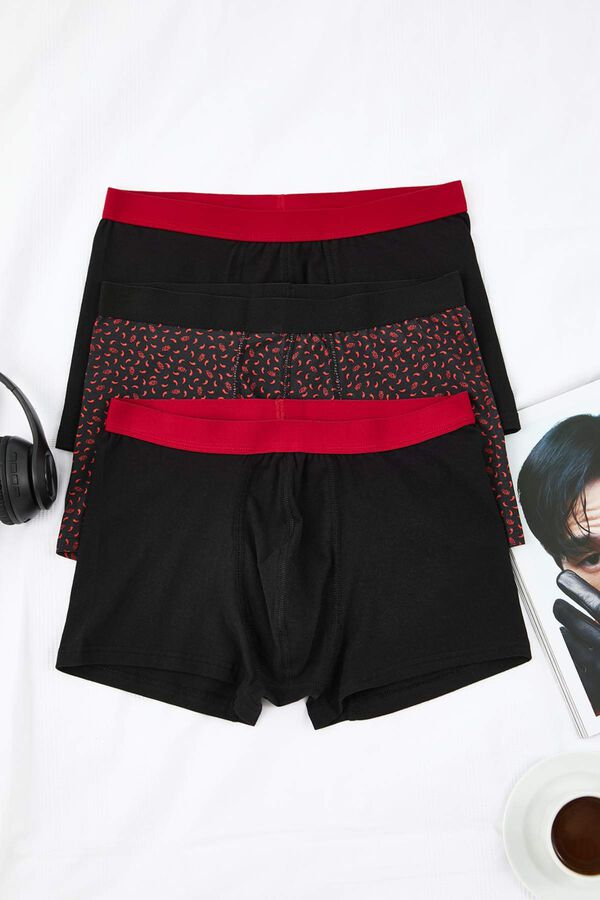 Trendyol Pack 3 boxers lisos de algod&atilde;o preto