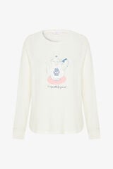 Penti Camiseta de pijama con cuello redondo y efecto t&eacute;rmico Tea Time. marfil