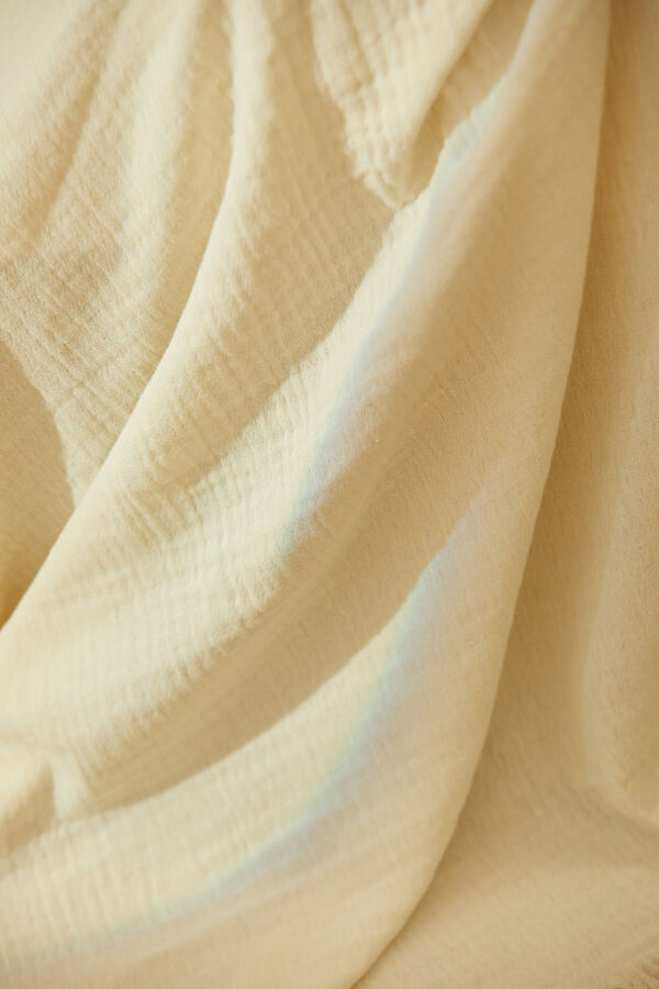 Calma House Colcha de algod&oacute;n de muselina cruda Layer amarillo