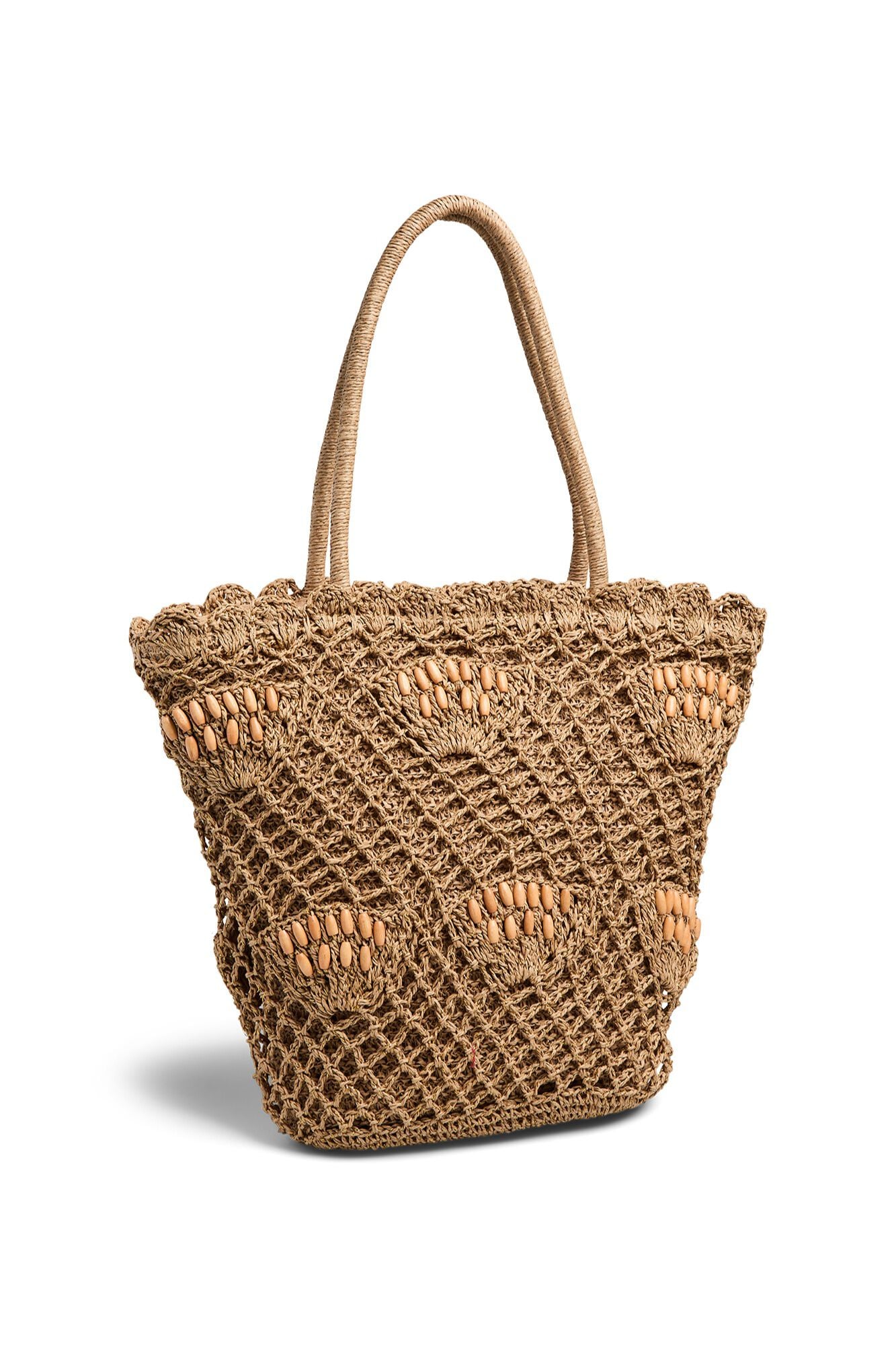 Pieces Mala shopper em r&aacute;fia com fecho-&eacute;clair