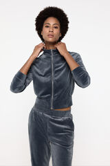 Only Play Sudadera cuello alto terciopelo gris