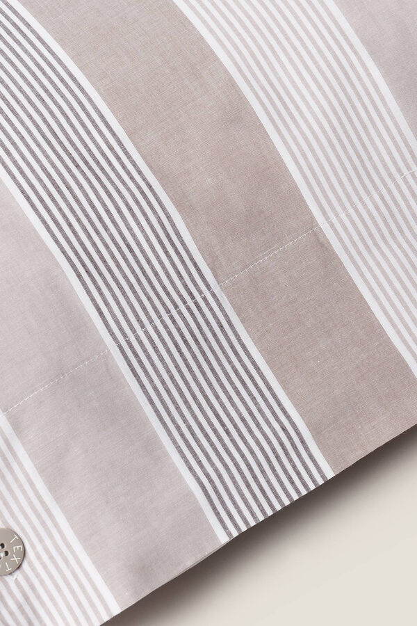 Textura Set 2 fundas de almohada algod&oacute;n percal rayas tejidas. Cama 150-160cm. beige