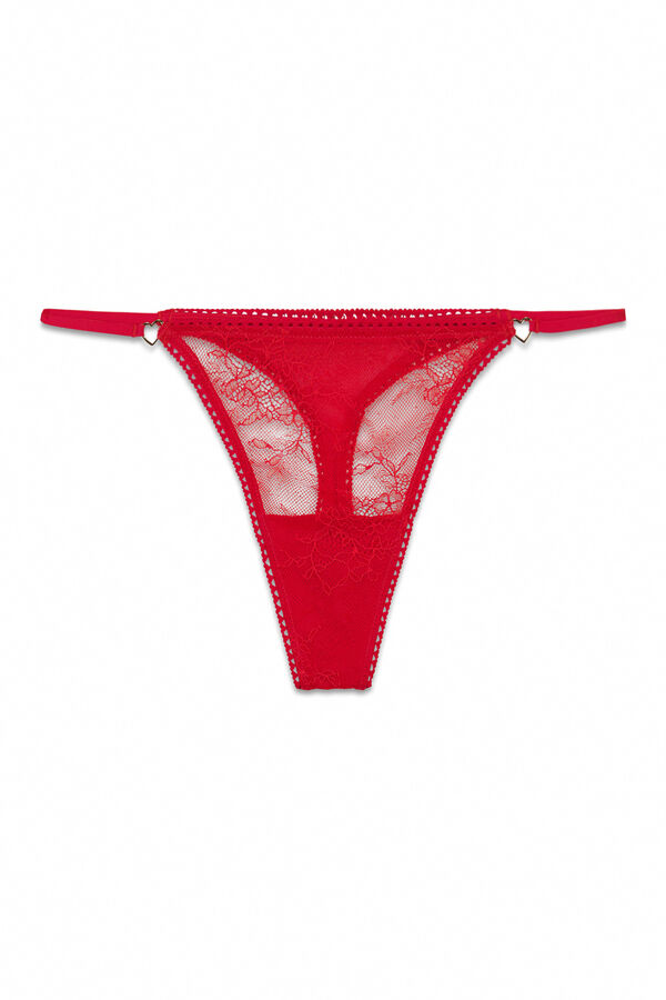 Women'secret Tanga tira encaje rojo rojo