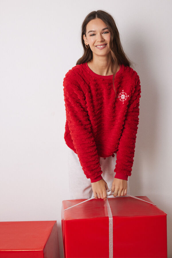 Women'secret Pijama de p&ecirc;lo comprido e polar vermelho