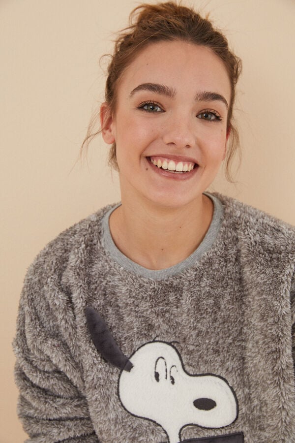 Women'secret Pijama polar Snoopy cinzento cinzento