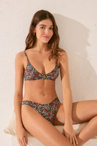 Women'secret Cueca de biqu&iacute;ni brasileira preta mini floral