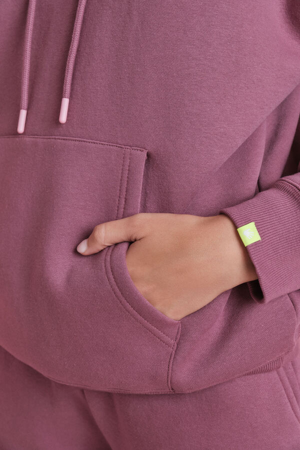 HI&BYE Sudadera capucha felpa rosa logo rosa
