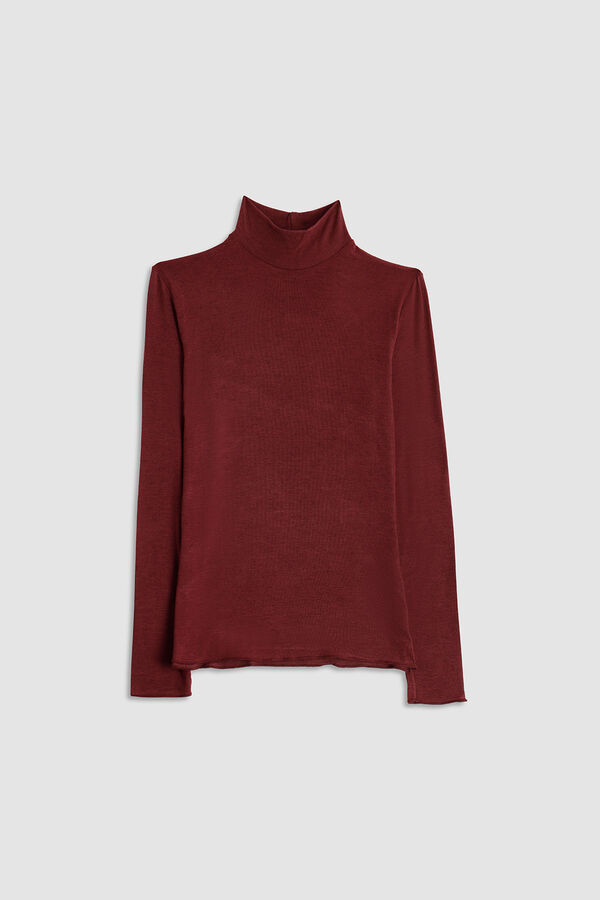 Cotonella Camiseta de cachemira burdeos de manga larga con cuello alto&nbsp;&nbsp; burdeos