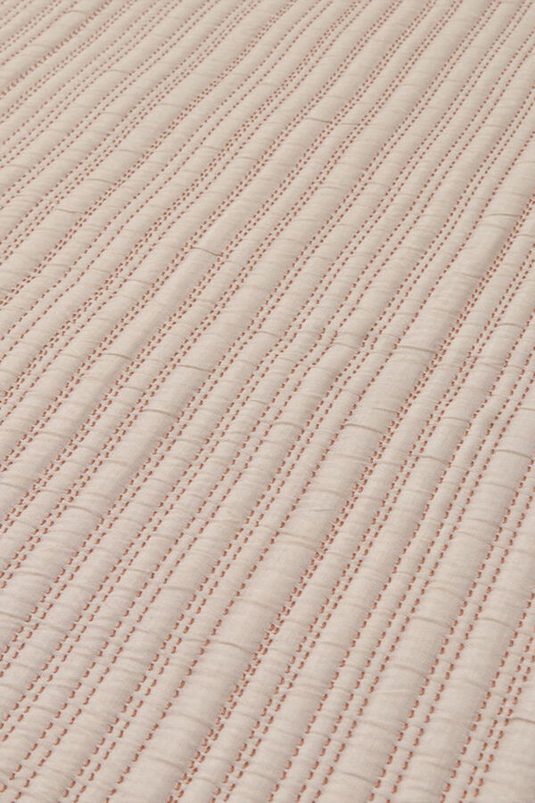 Textura Edredom liso reversível com costura rosa