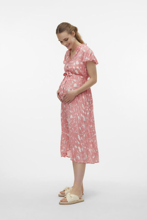 Mamalicious Vestido midi maternity e amamentação  rosa