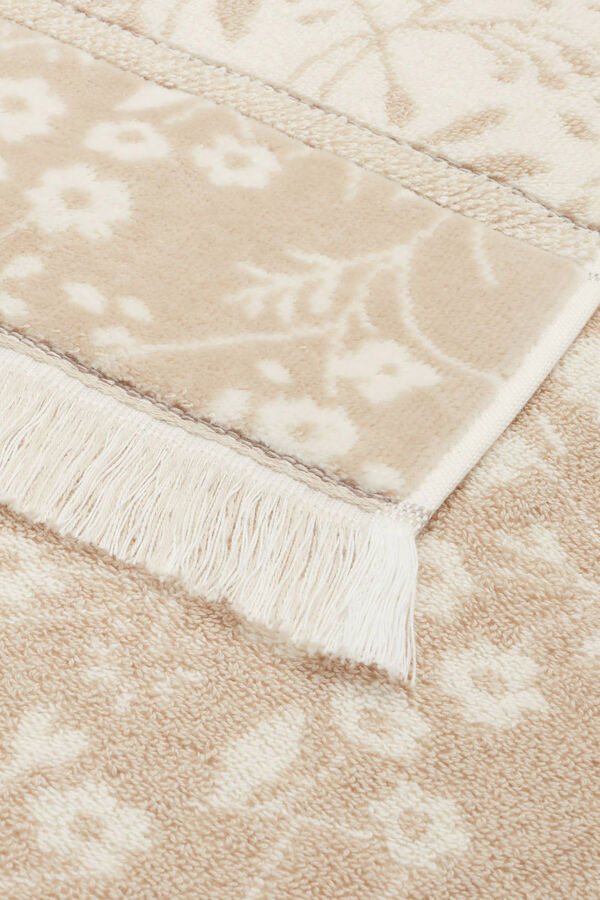 Textura Toalha friso jacquard flores bege