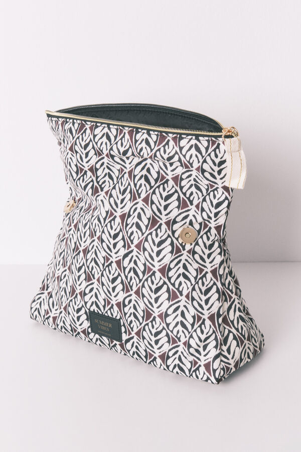 Women'secret Grande nécessaire de higiene acolchoada com estampa de folhas  castanho