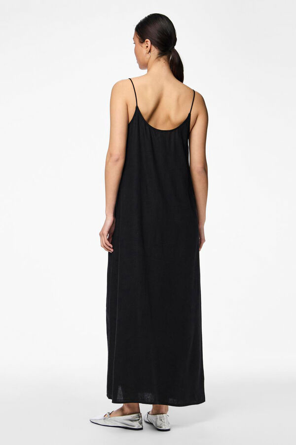 Pieces Vestido de lino largo negro