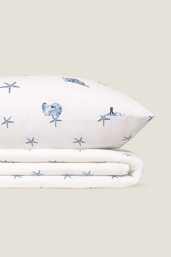 Textura Len&ccedil;ol de algod&atilde;o estrela do mar azul