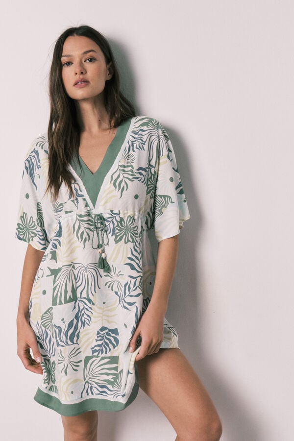 Women'secret Camisola curta estampada caqui